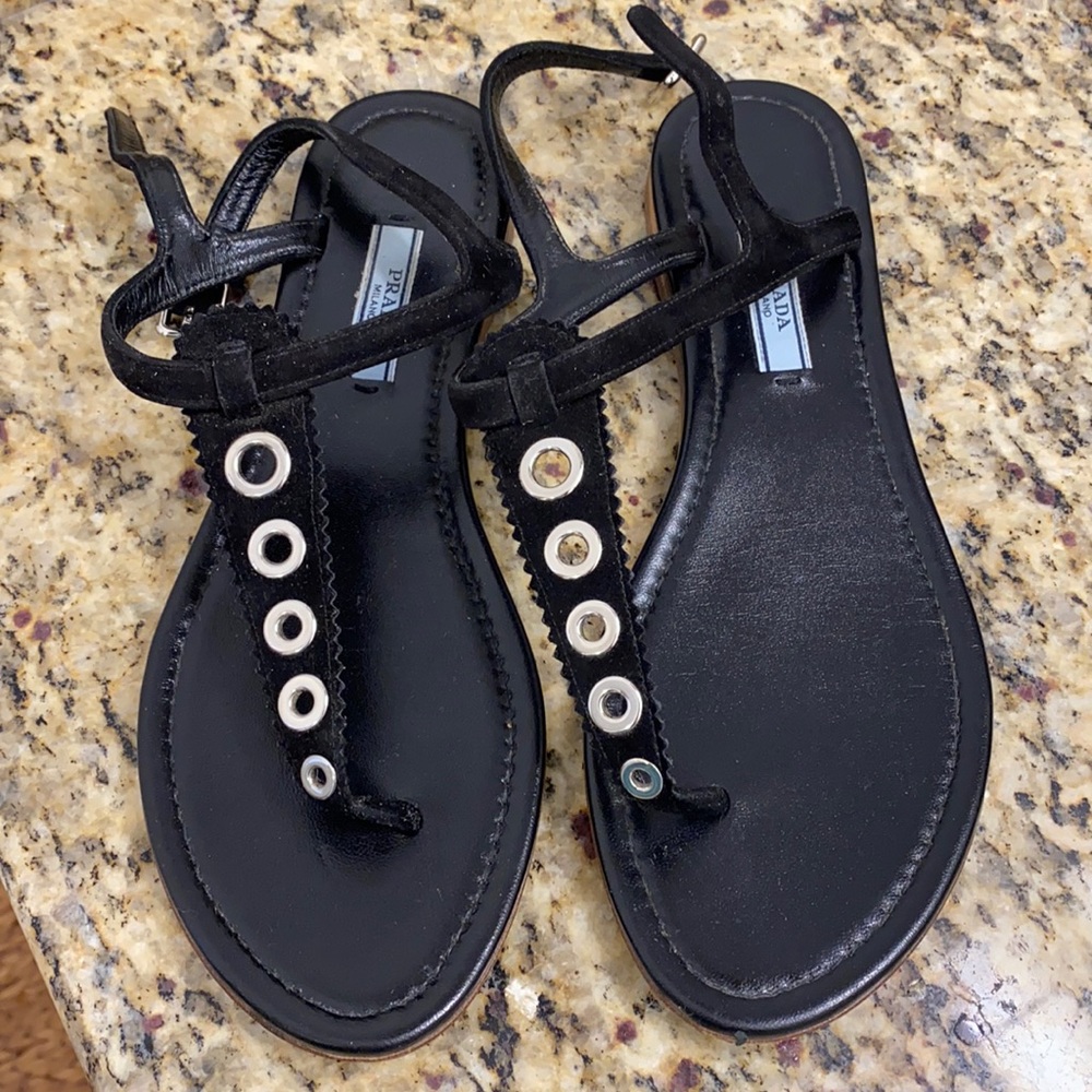 Prada Authentic leather sandals size38 Euro 7USA